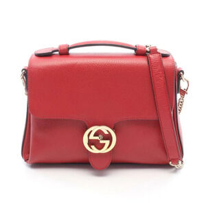 Gucci Interlocking G Handbag Leather Red